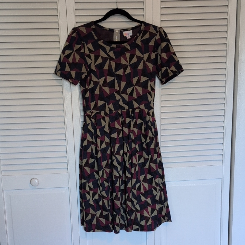 Knit Multicolor Geometric Midi Dress With Pockets Size 6